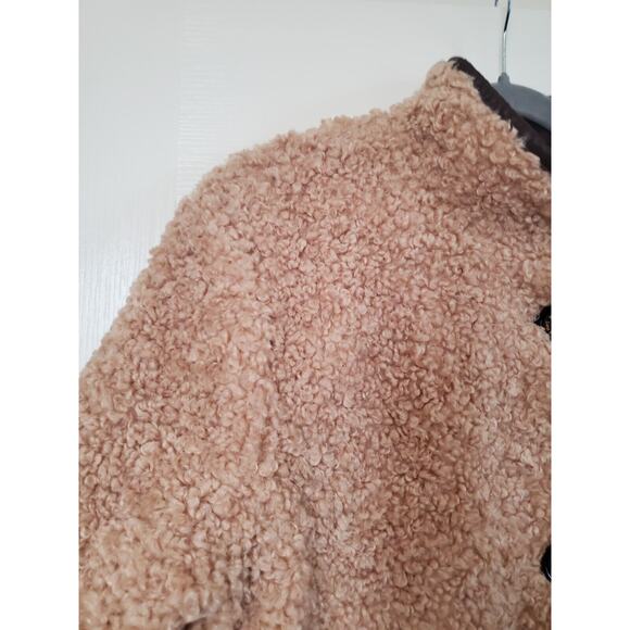 Sam Edelman NWT Camel Brown Long Soft Teddy Coat Faux Leather Accents Women's XL - Picture 9 of 16
